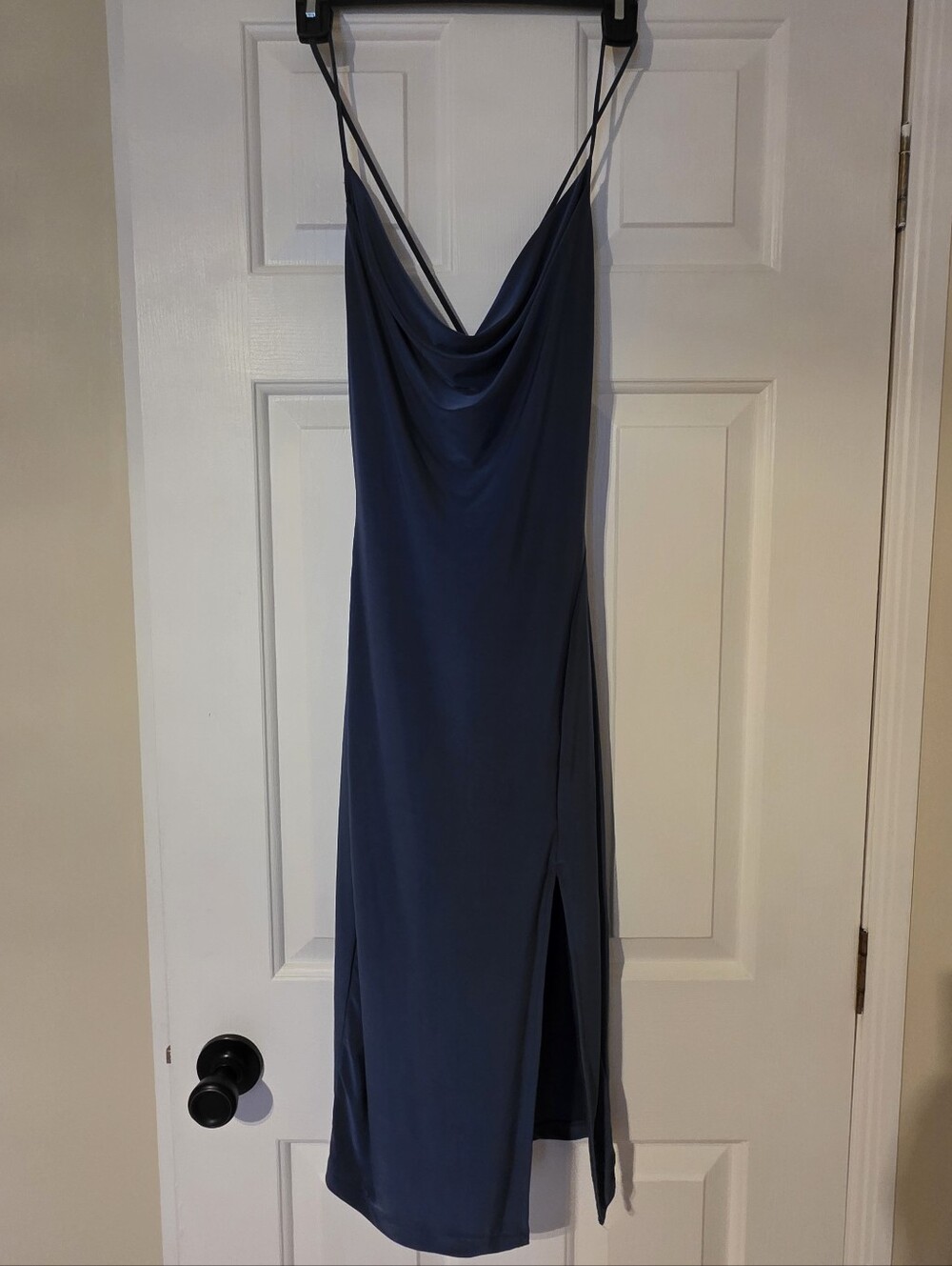 Windsor Slate Blue Cowl Neck Midi Slip Dress
